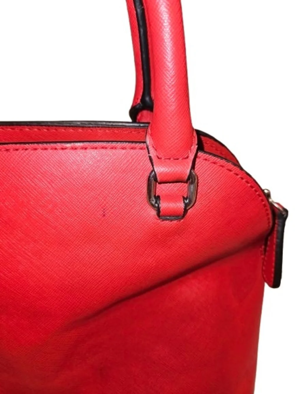 GUESS Red Saffiano Dome Satchel Crossbody Top Handle Purse Structured Bag